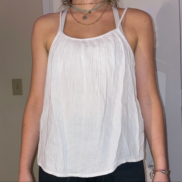 Lightweight white full length tank top - Picture 1 of 4